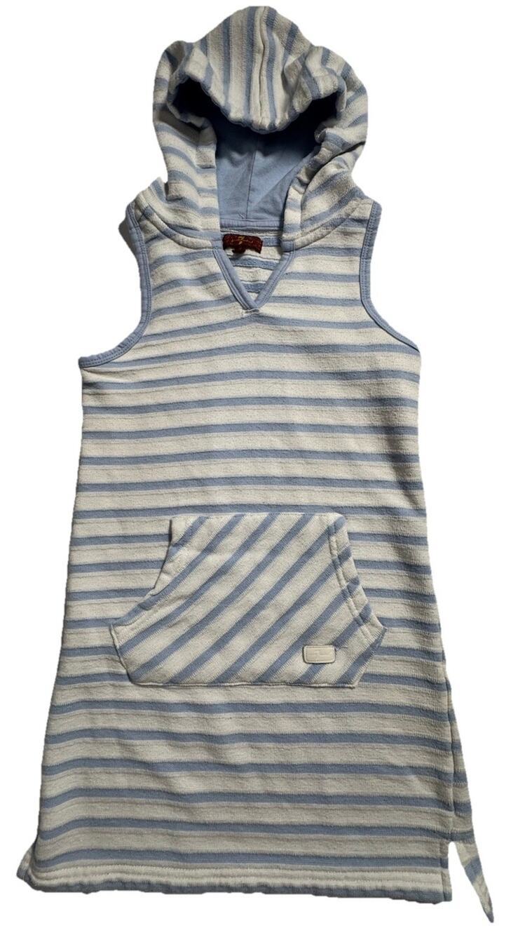 7 For All Mankind Girls Hooded Sleeveless Dress Blue White Stripe Size 8